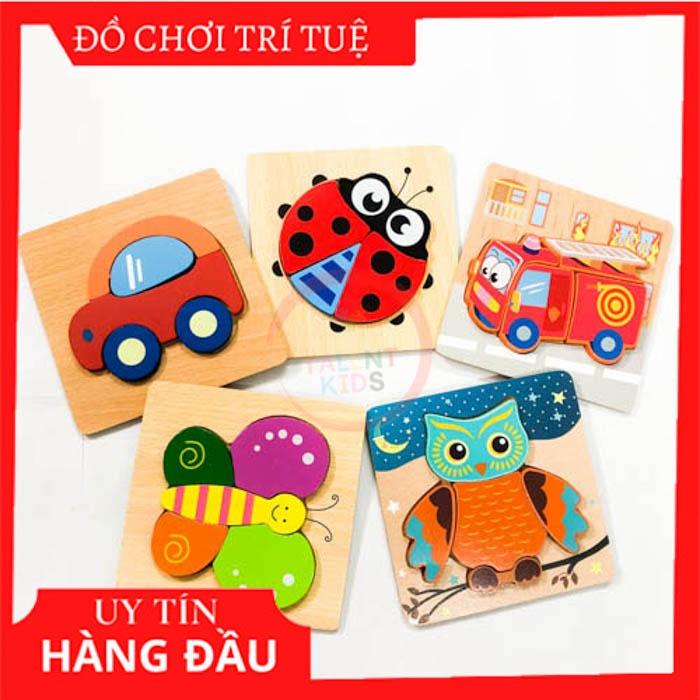 Đồ chơi tranh xếp hình, ghép hình 3D nổi bằng gỗ giúp phát triển trí tuệ cho bé từ 1 đến 3 tuổi, đồ chơi thông minh