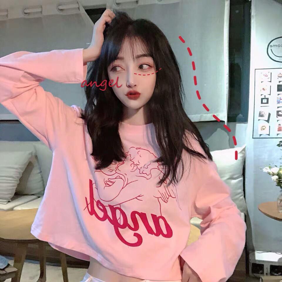 Áo croptop angel dài tay mẫu mới cực xinh (kèm ảnh thật)