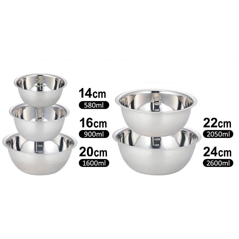 Bộ 5 Âu Trộn, Bát Trộn ,Tô Trộn Inox Có Chia Vạch Cao Cấp Chuyên Dụng Trong Nhà Bếp( TẶNG KÈM DỤNG CỤ VÉT TRỘN NHÀO BỘT TIỆN LỢI)