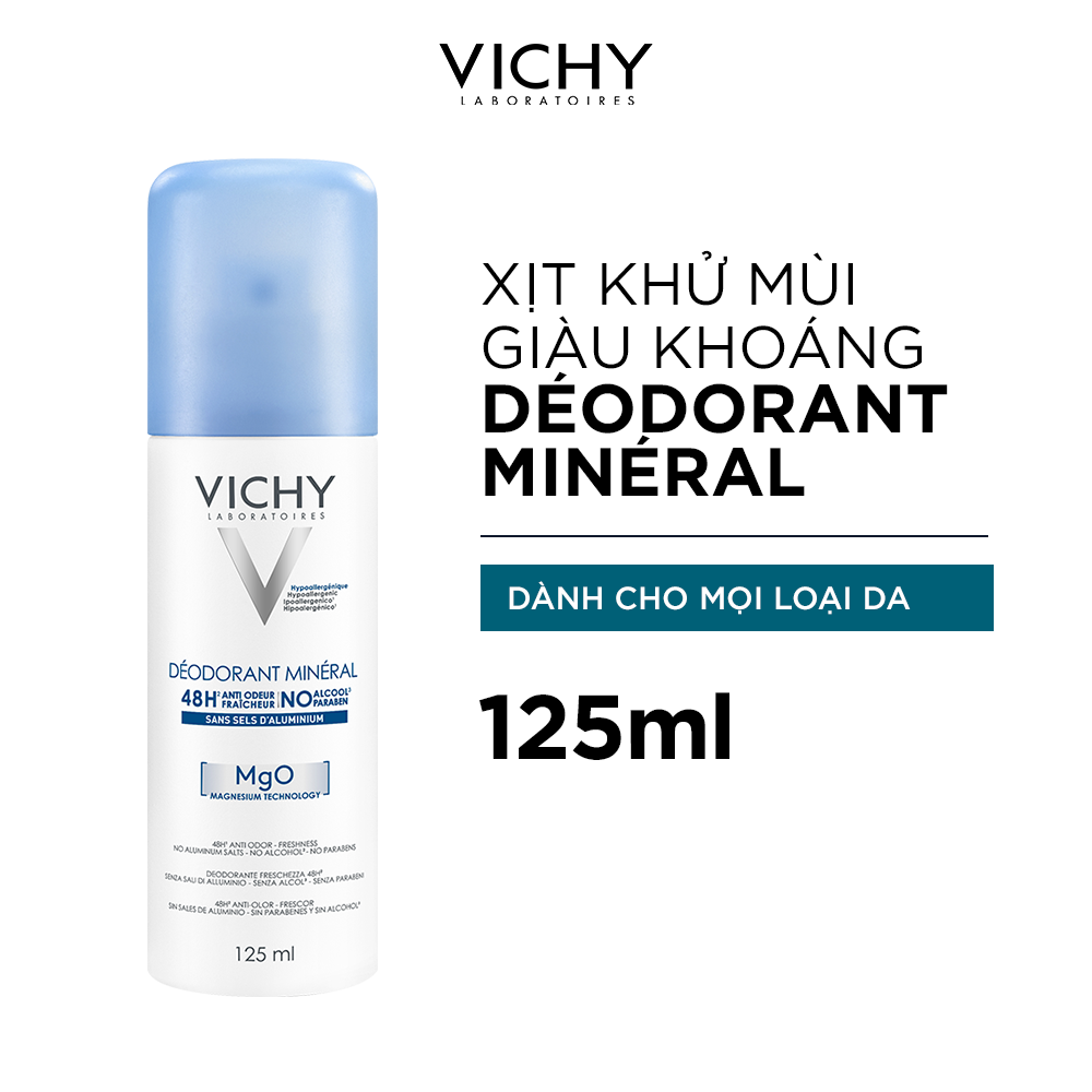 Xịt Khử Mùi Giàu Khoáng, Giúp Vùng Da Dưới Cánh Tay Khô Thoáng Vichy DÉODORANT MINÉRAL (125ml)