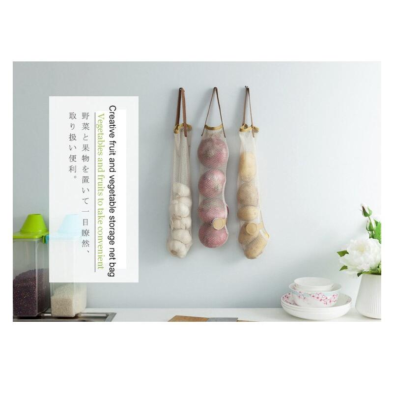Giỏ lưới đựng rau củ trái cây thoáng khí túi lưới lưu trữ tỏi hành tây treo bếp.
