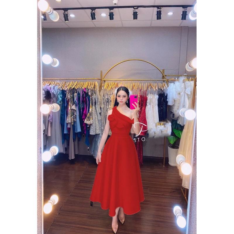 ĐẦM XOÈ LỆCH VAI KẾT HOA NGỰC - CÓ SIZE M/L ĐẾN 57KG - MS257VMM MM