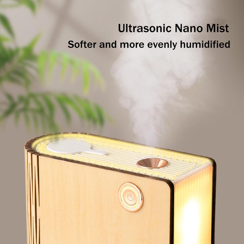 USB Không Dây Hạt Gỗ Máy Tạo Độ Ẩm Không Khí Để Bàn Sách 320ML Di Động Phun Sương Tạo Hương Thơm Khuếch Tán Retro Trang Trí Nhà Umidificador