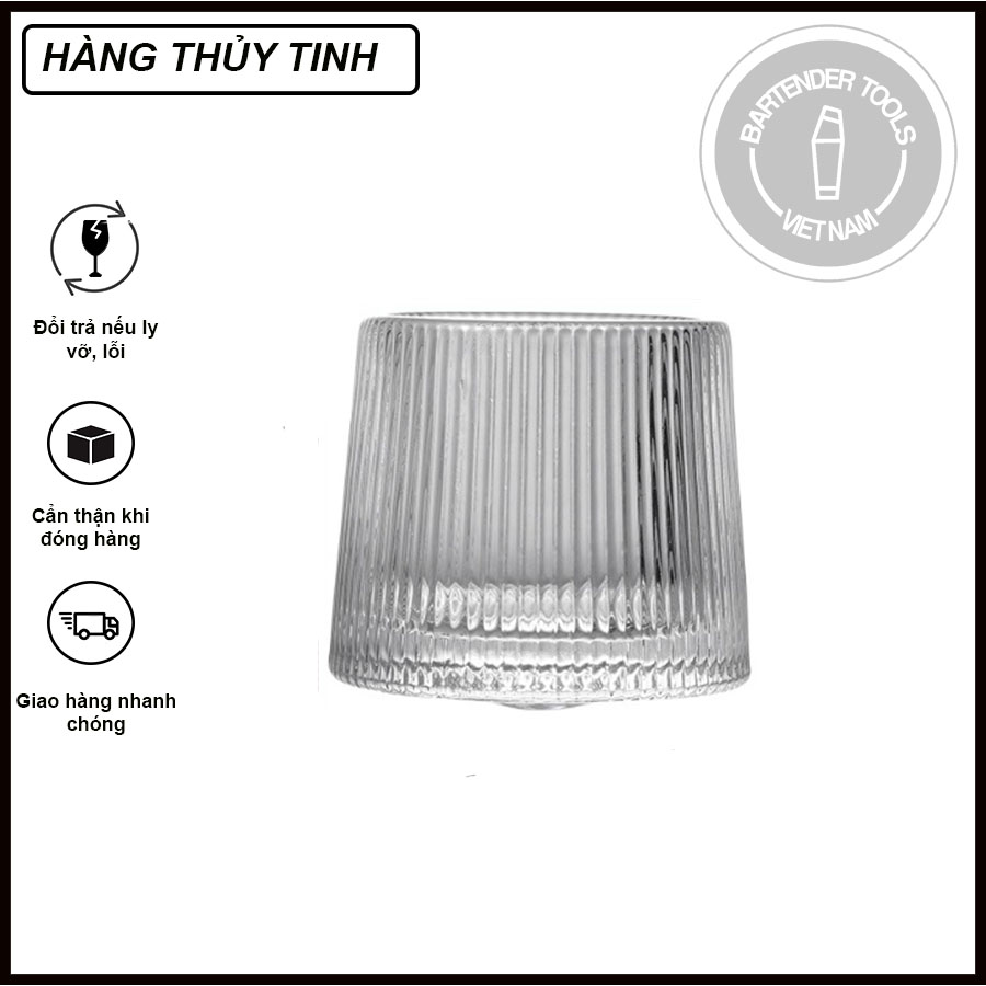 Cốc thủy tinh đáy bi tròn vân sọc