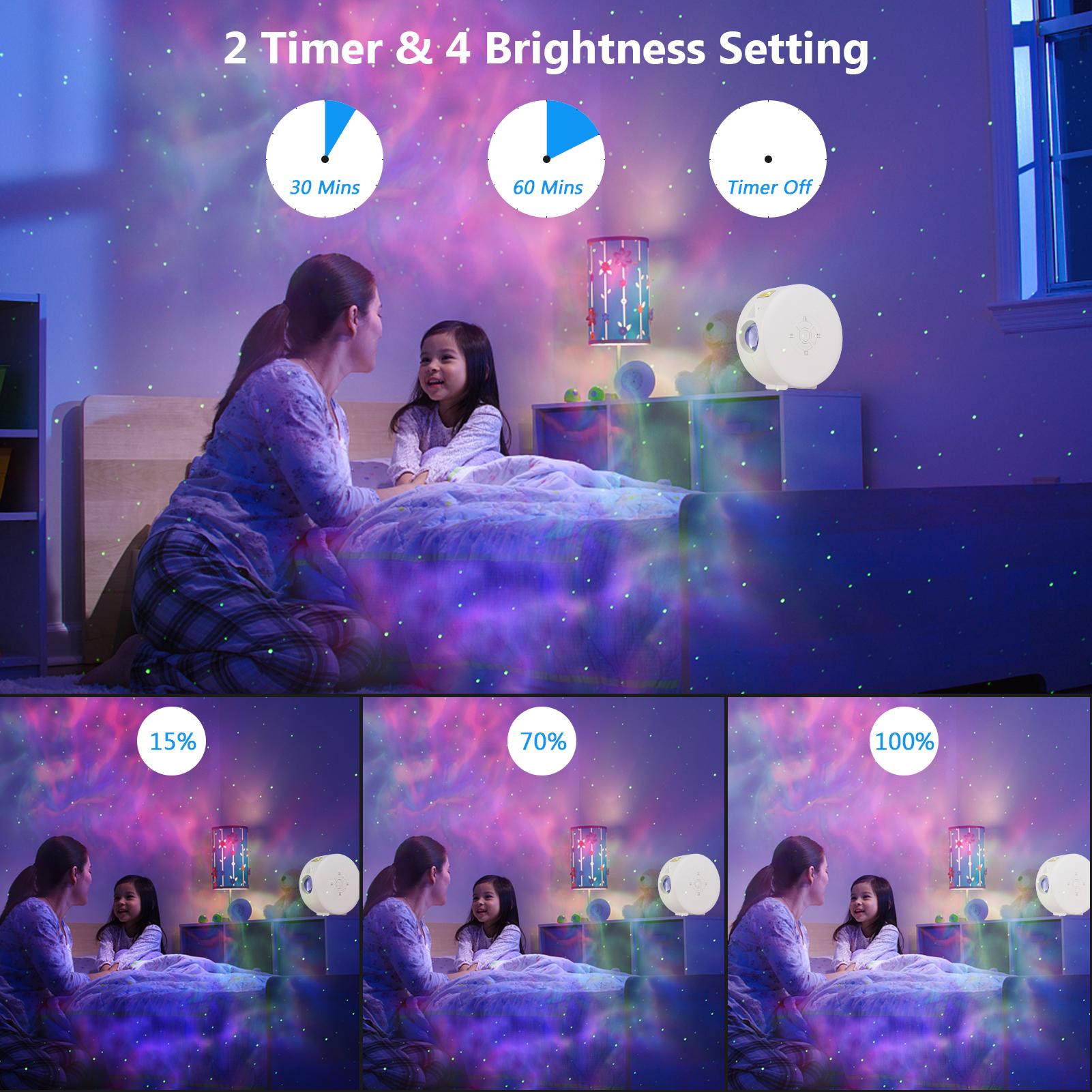 Star Projector Galaxy Projector Light BT Music Speaker Ocean Wave Star Sky Night Light with Remote Controller