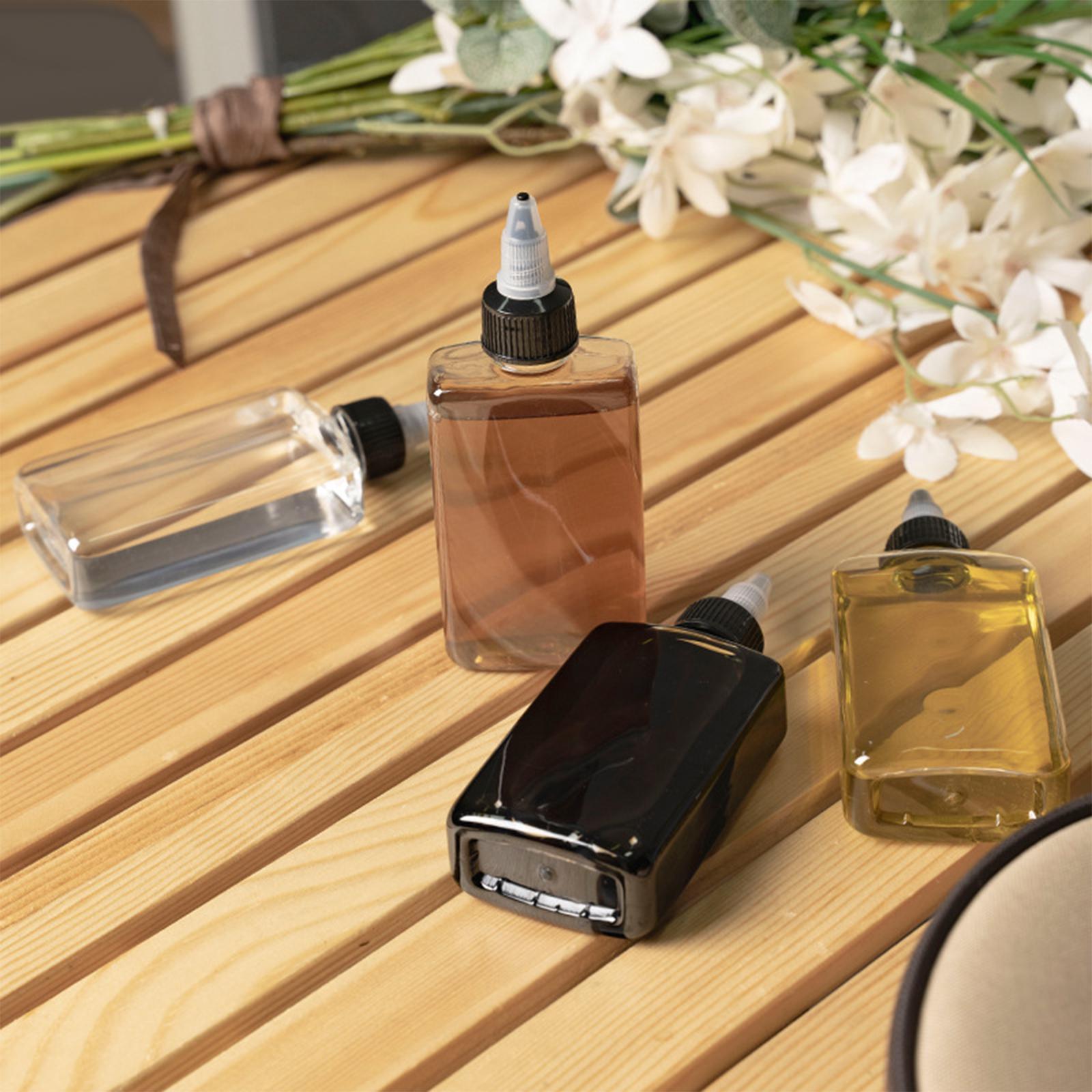Oil and Vinegar Bottle Set 3 Pack 100ml Olive Oil Dispenser Bottles Liquid, Dressings Plastic Containers Leakproof Lids Non Drip Spout Easy Fill