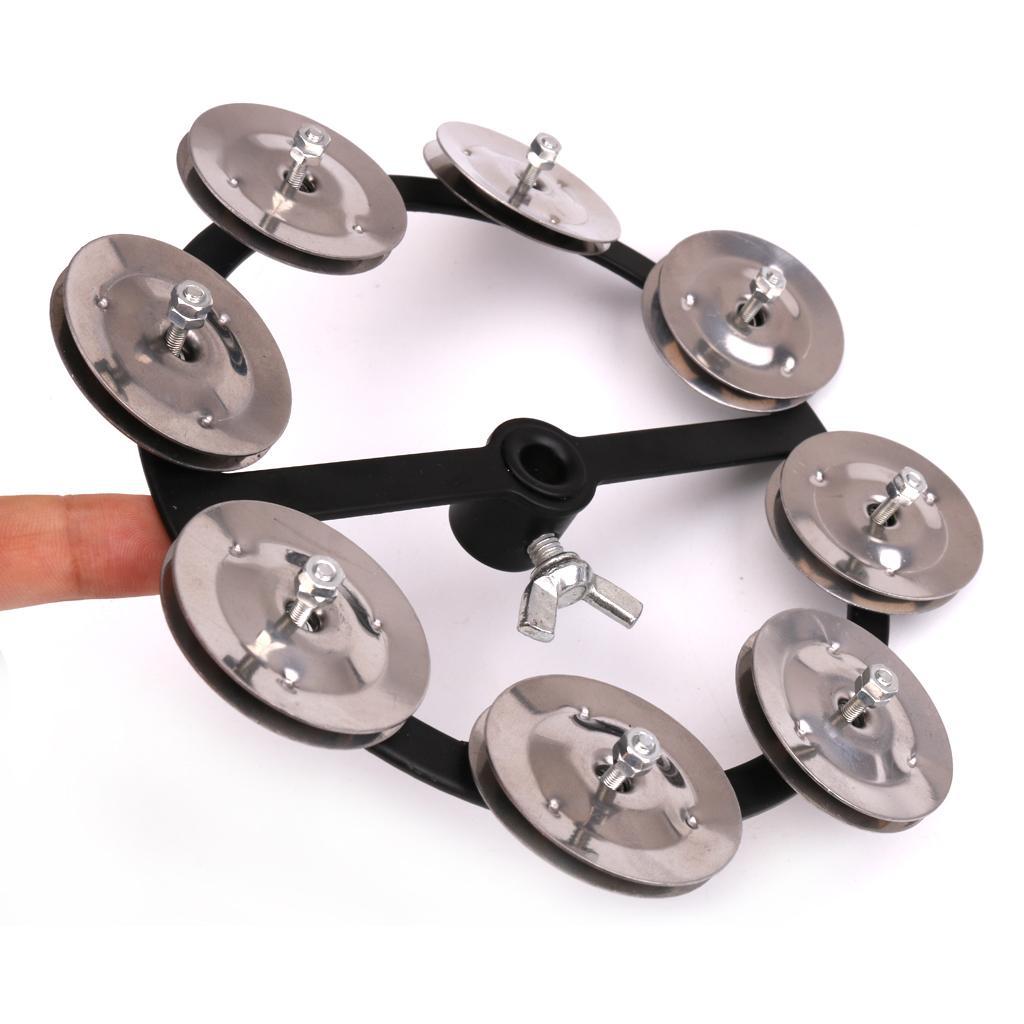 Professional Hi Hat Tambourine with Single Row Steel Jingles Percussion Instrument