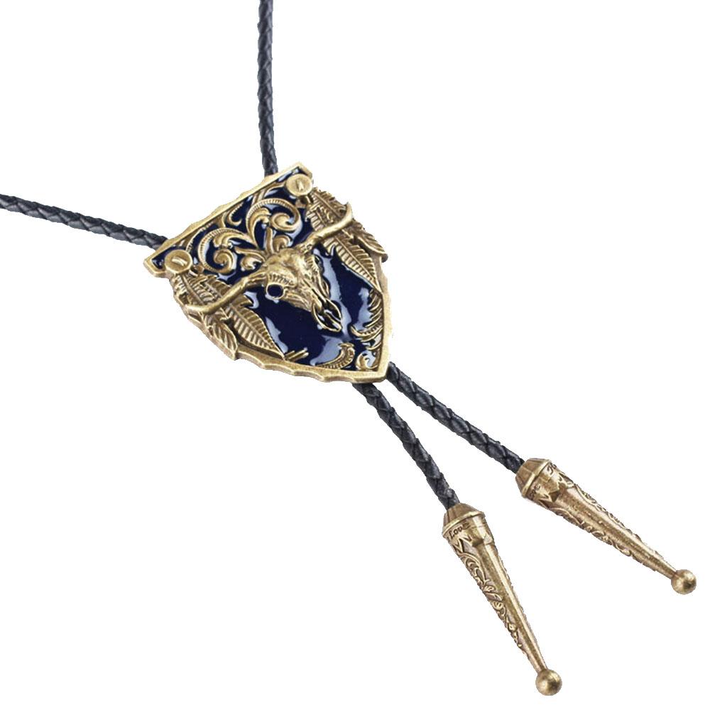Men's Vintage Western Cowboy Rodeo Cow Bolo Tie Bola Pendant Necklace