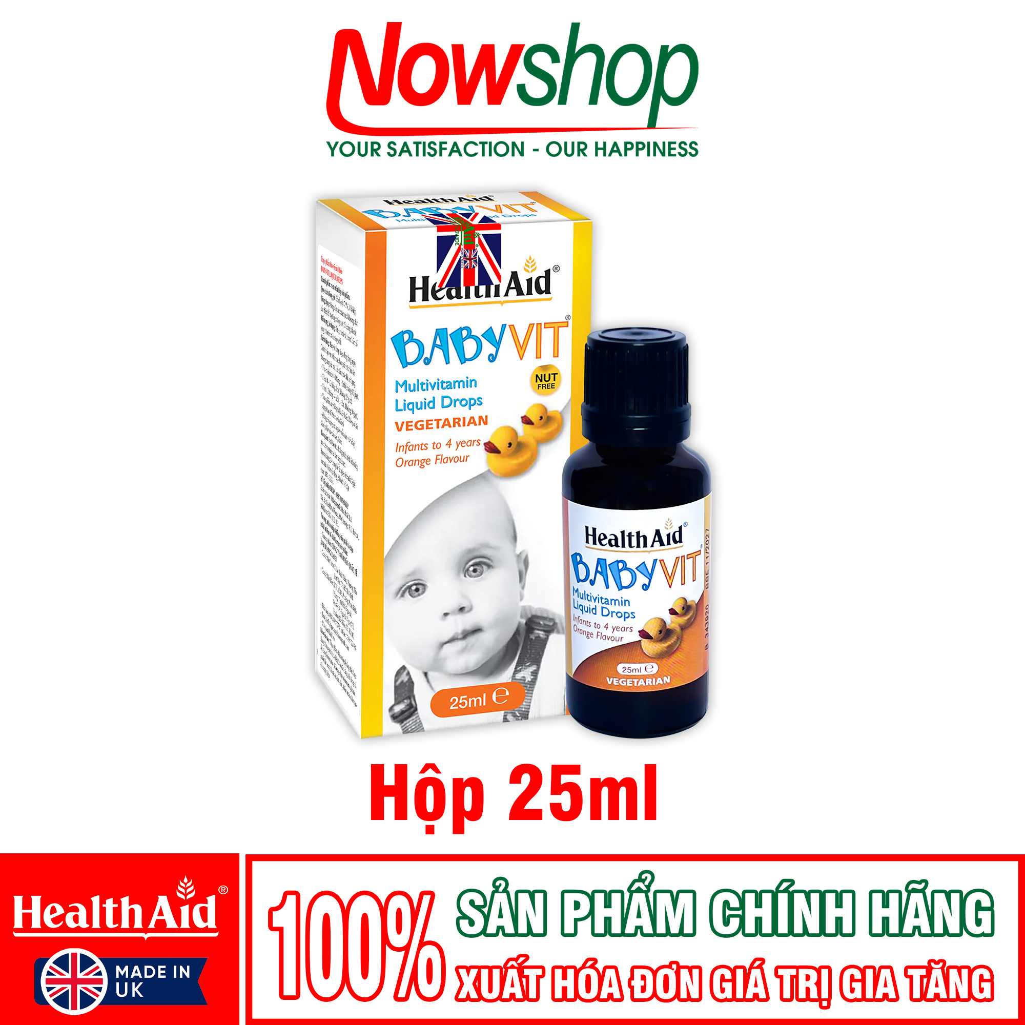 Siro Vitamin Tổng Hợp Nhỏ Giọt Tăng Đề Kháng Cho Bé BabyVit HealthAid UK Trẻ Giảm Ốm Vặt Ăn Ngon Ngủ Tốt Hộp 25ml Nhập Khẩu Chính Hãng