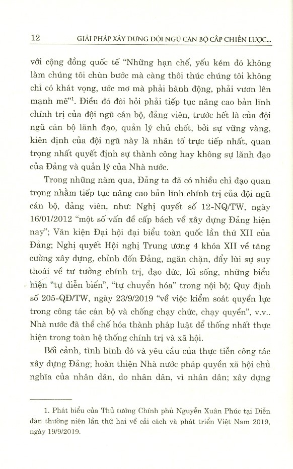 Giải Pháp Xây Dựng Đội Ngũ Cán Bộ Cấp Chiến Lược Đủ Phẩm Chất, Năng Lực Và Uy Tín, Ngang Tầm Nhiệm Vụ