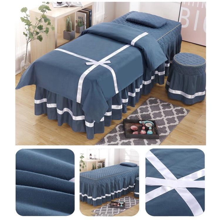 Bộ 4 Món Vỏ Chăn Ga Gối Đệm Mát Xa Chất Liệu Vải Lanh Thân Thiện Với Da