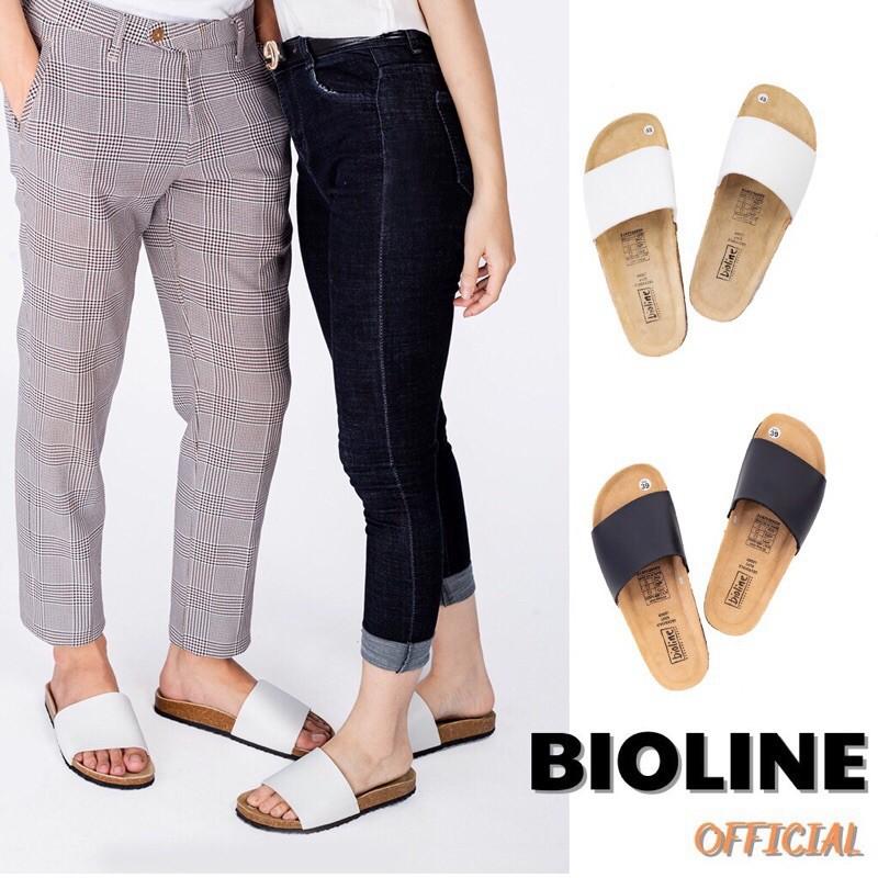 Dép da birken đế trấu Bioline quai ngang bản lớn da pu cao cấp chống nước P05 - Bioline Official