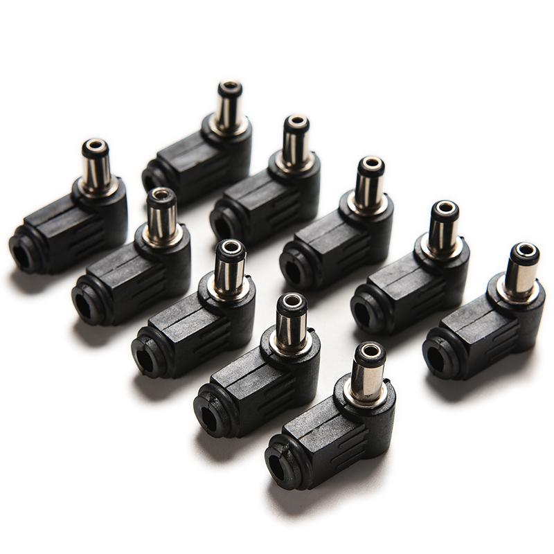 Đen 10 Chiếc 90 Độ Góc 2.1X5.5Mm 2.1Mm DC Cáp Nam Cắm Ổ Cắm Dây Hàn Đầu Kết Nối Adapter