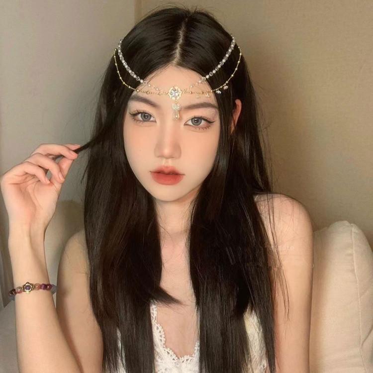 Phụ nữ đầu chuỗi vàng tông màu vàng rhinestone pha lê đầu cô dâu tóc cưới trang phục trang phục trang sức