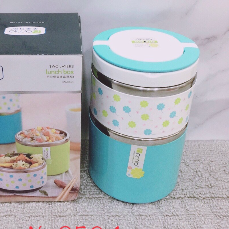 CẶP LỒNG ĐỰNG CƠM GIỮ NHIỆT RUỘT INOX 304 CAO CẤP HỌA TIẾT HOA NHÍ 3 TẦNG - TH14