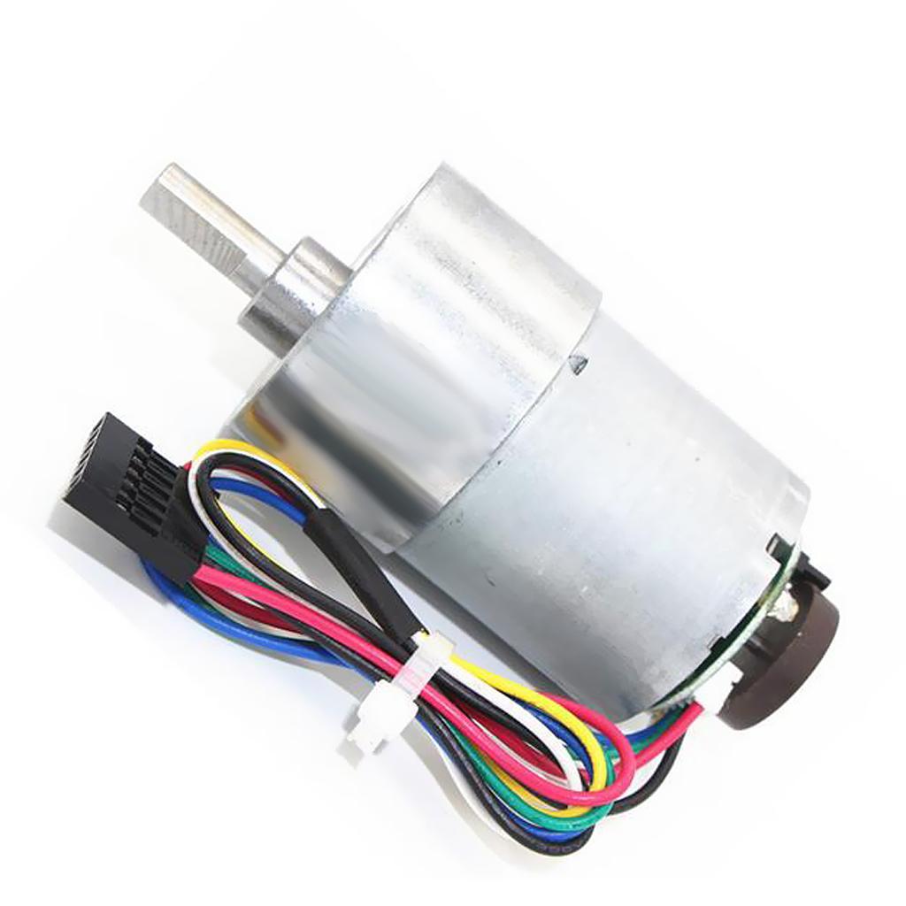 1PC DC12V Speed Reduction Gear DC Motor with Metal Encoder Coder 6-800rpm