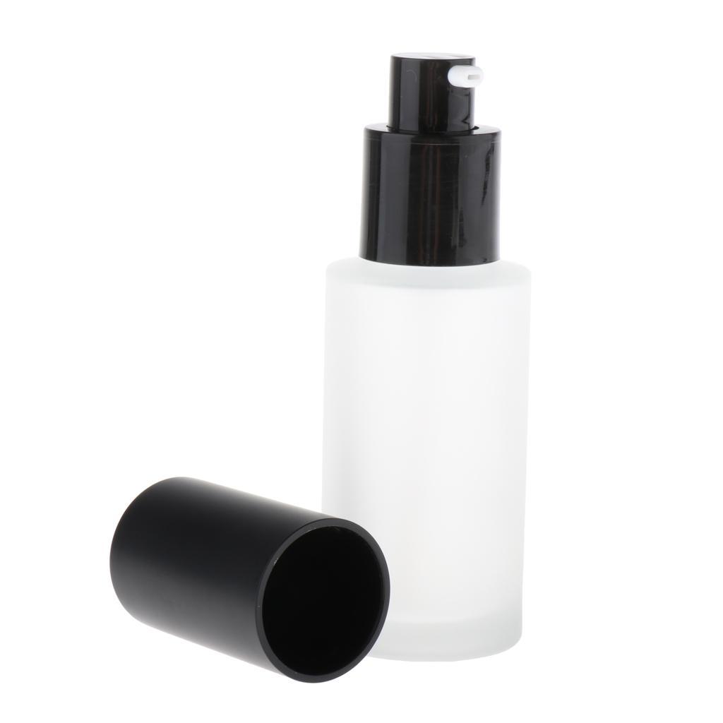 2 Pcs Leakproof Empty Glass Face Cream Dispensing Bottle Container w/ Black Pump