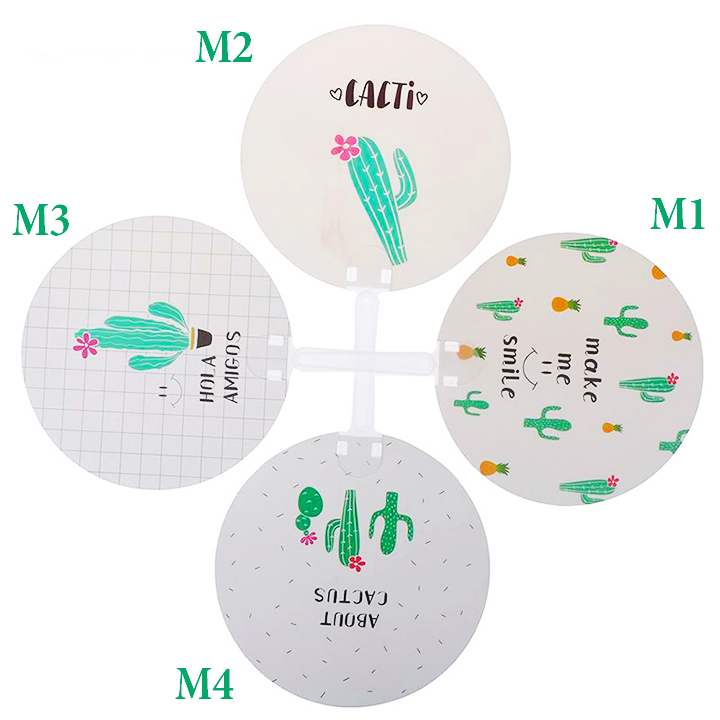 Quạt nhựa tròn cầm tay hình xương rồng hottrend đáng yêu màu sắc tươi tắn – F011