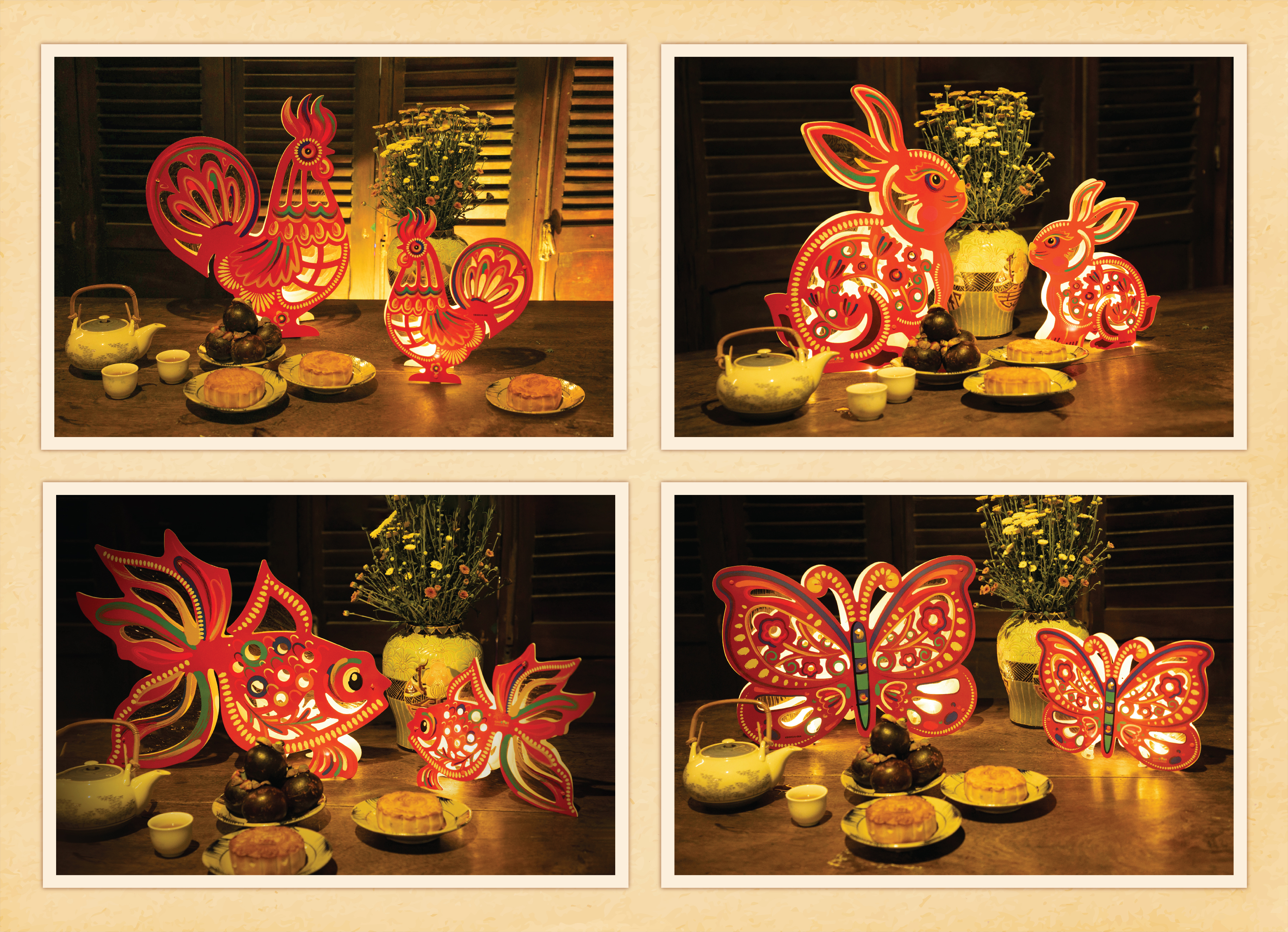 Hình ảnh Lồng đèn Trung Thu - Lồng đèn trang trí "Ký ức tuổi thơ" hình Gà (size mini)