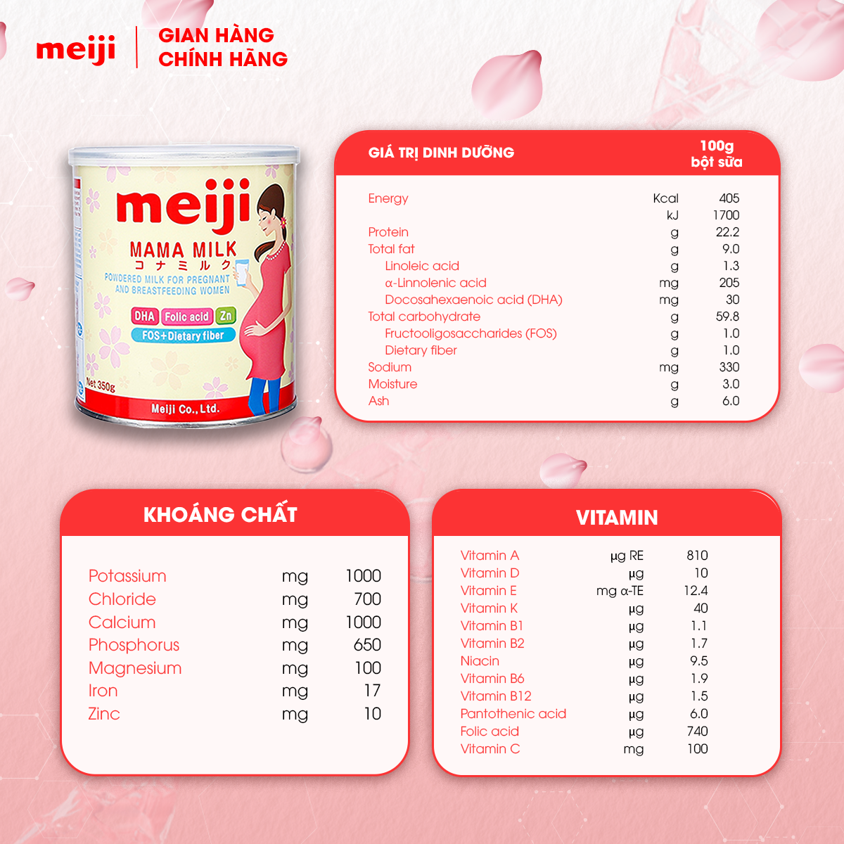 Thực Phẩm Bổ Sung Meiji Mama Milk - Nhập khẩu chính hãng (350g)