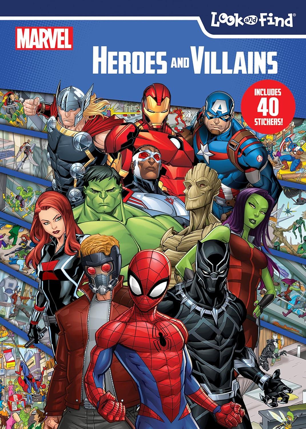 Sách ngoại văn: Look And Find Sticker Book Marvel Heroes And Villains