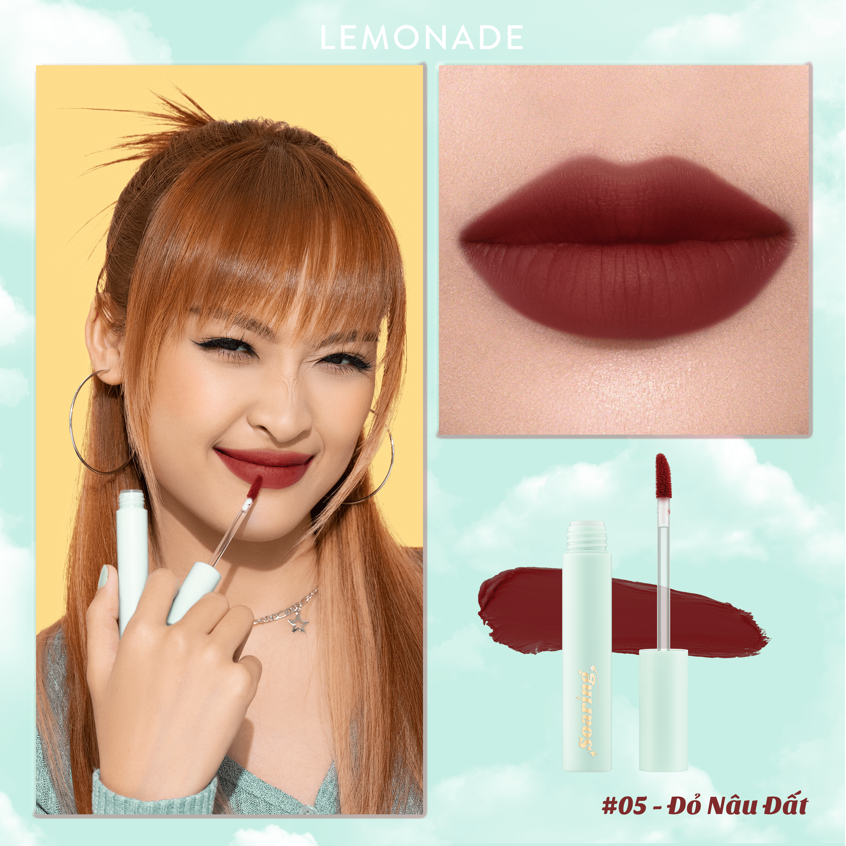 Combo trọn bộ 05 son kem lì nhẹ môi Lemonade Soaring Lipcream 3.6gx5