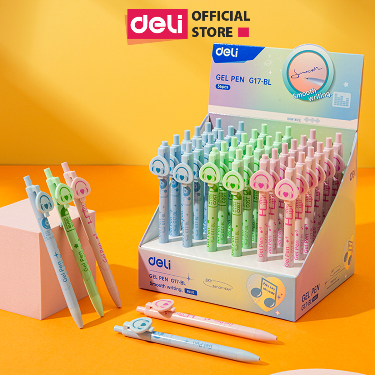 Bút Bi Nước Mực Gel Bấm Ngòi 0.5 Nhanh Khô Siêu Mướt Nhiều Mực BST Limited Deli - Viết Bi Học Sinh Văn Phòng - EG17-BL