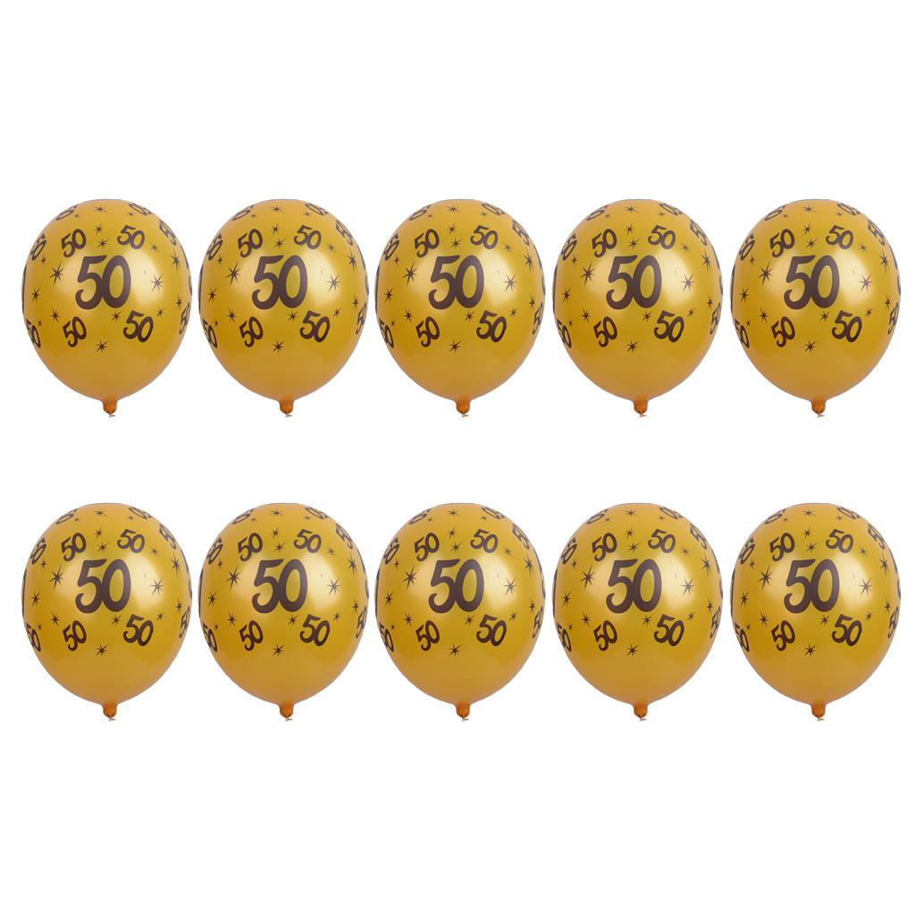 10/set 12in Gold Latex Balloons for Birthday Anniversary Party Number Age