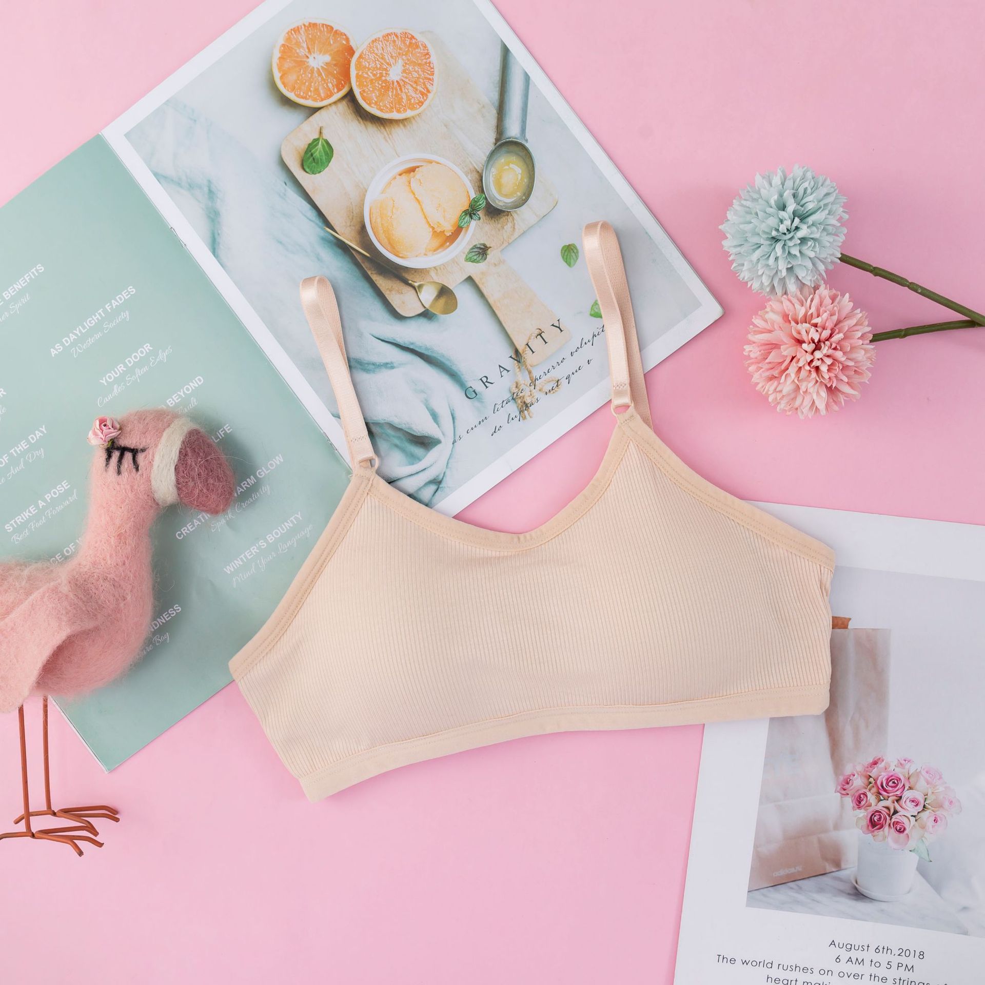 Áo Lót Nữ Cotton Tăm Mút Liền Cài Sau 2 Móc 6934 – Áo Lá Học Sinh Không Gọng, Êm Ái Thoáng Mát