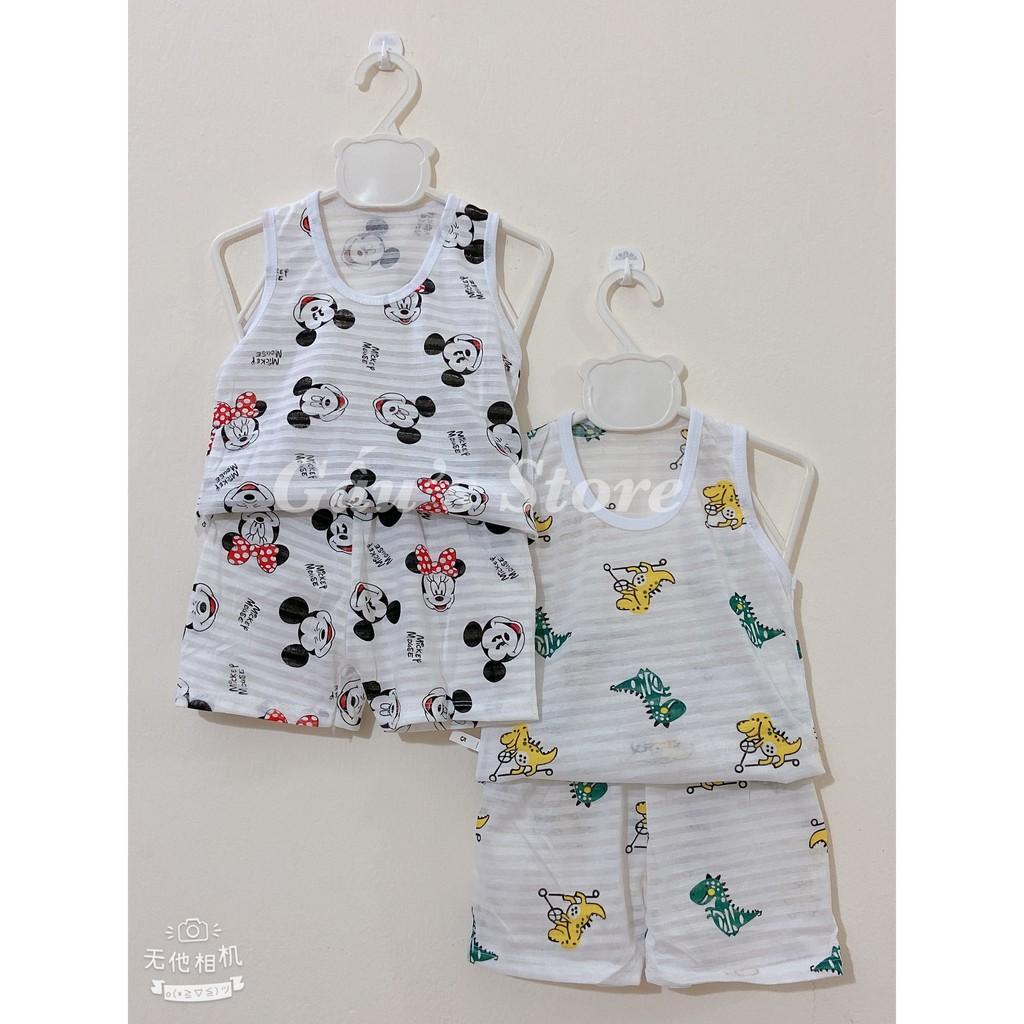 Bộ cotton giấy in họa tiết ngộ nghĩnh cho bé