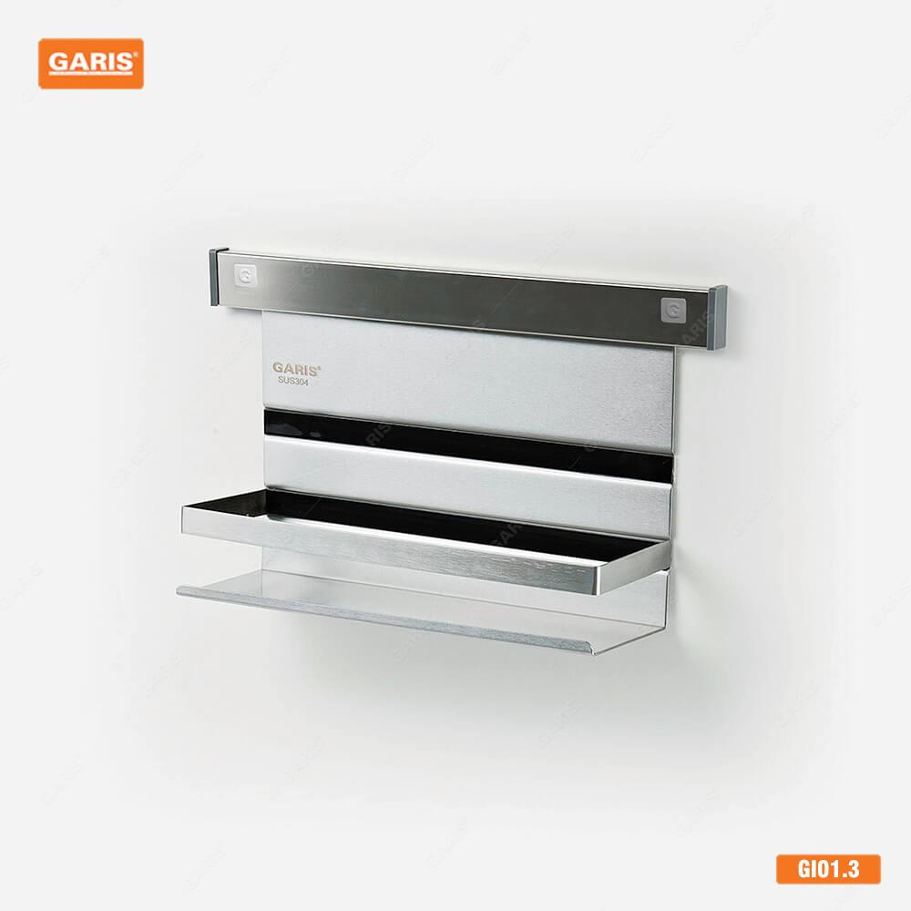 Giá để gia vị có thanh chắn, inox hộp Garis GI01.3