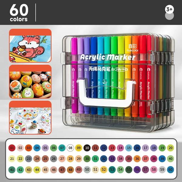 Hộp 60 Bút Lông Màu Acrylic Marker - Truecolor ZCM-7353-60