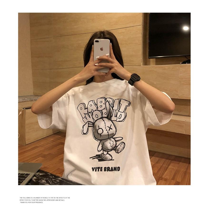 Áo thun tay lỡ RABBIT WORLD phông Unisex nam nữ tee oversize form rộng pull Ulzzang Streetwear Hàn Quốc vải mềm