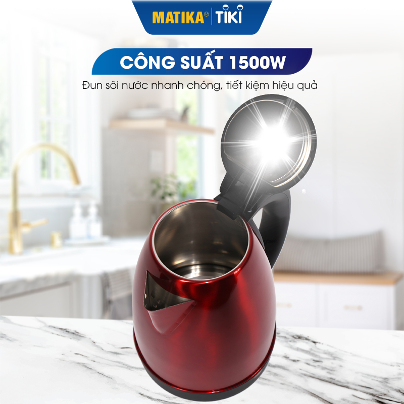 Ấm Siêu Tốc MATIKA Inox 1.8L MTK-19  Hàng Chính Hãng Bảo Hành 12 Tháng