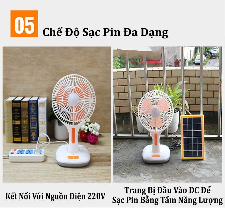 Quạt tích điện ông tây 2 in 1 KM-F0166 kiêm đèn Led gấp gọn đa năng - GDHN Loại Tốt