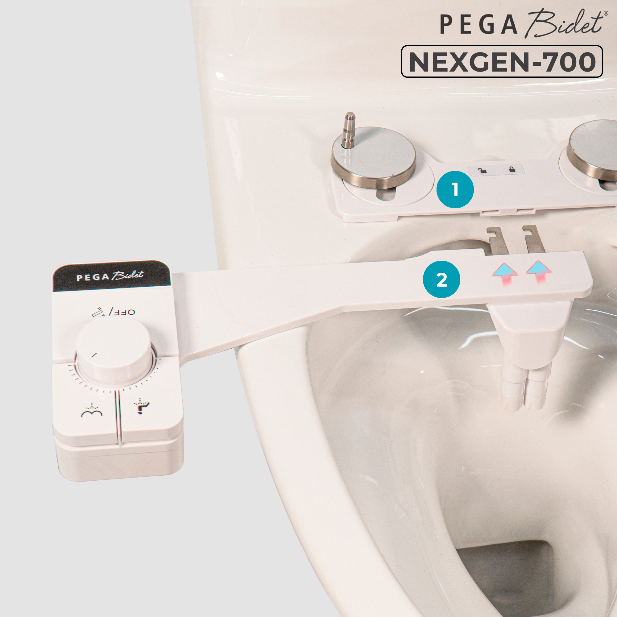 Vòi Xịt Rửa Vệ Sinh Thông Minh PEGA Bidet NEXGEN-700 Thế Hệ Mới, 2 Vòi Rửa Có Chức Năng Chuyên Dụng Cho Nữ, Dễ Lắp Đặt, Rất cần cho Trẻ Em, Người Già và Phụ Nữ Mang Thai - Thương Hiệu Mỹ