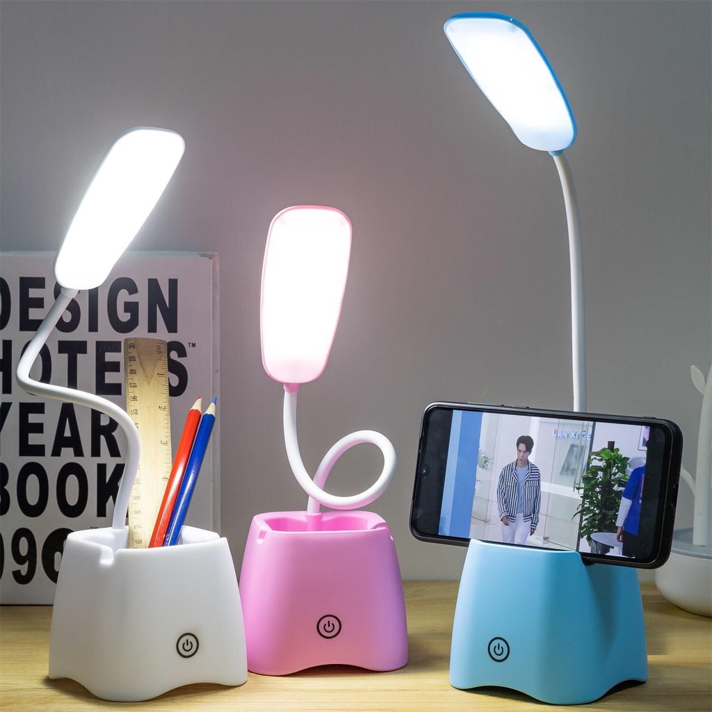 [ĐÈN LED] Đèn bàn học sinh 3 chế độ sáng, có ngăn để bút và khe để điện thoại -Hàng chính hãng (Giao màu ngẫu nhiên)