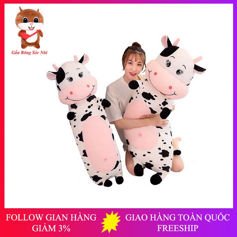 Gối ôm cho bé hình bò sữa cao cấp vải nhung co giãn 4 chiều