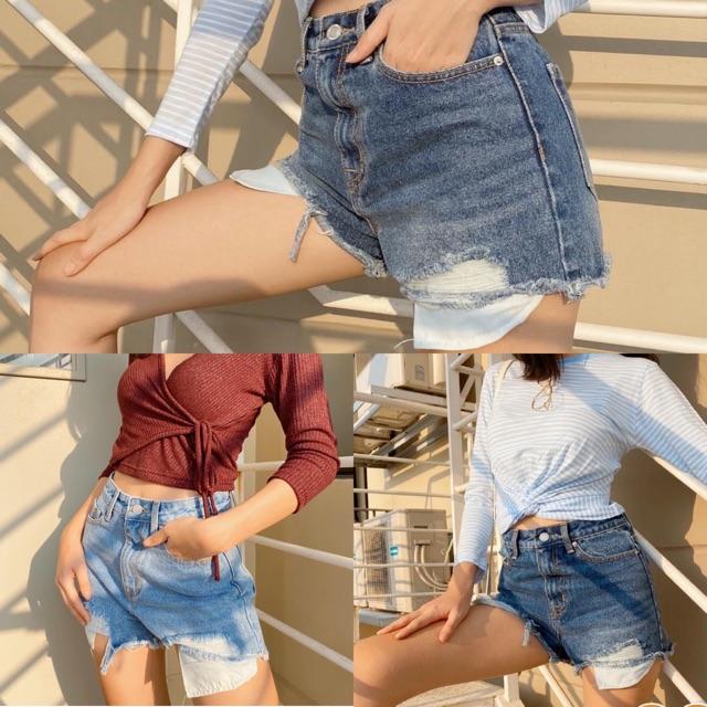Quần Short Jeans Lưng Cao Xuất Xịn