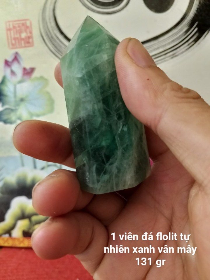 Trụ Đá Flourite Tự Nhiên Màu Xanh, Đá Thanh Tẩy Giúp Hỗ Trợ Reiki, Thiền Định, Sưu Tầm, Chặn Giấy (131 gr)