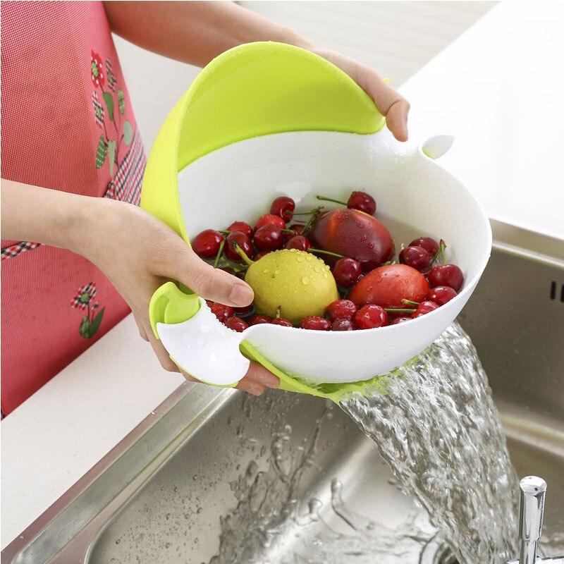 Strainer Double Layer Drainer With Handle Kitchen Tools Food Grade PP Colander Fruit Vegetable Washing Basket Strainer
