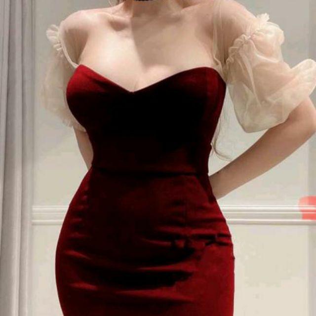 Đầm body đắp voan rút sexy