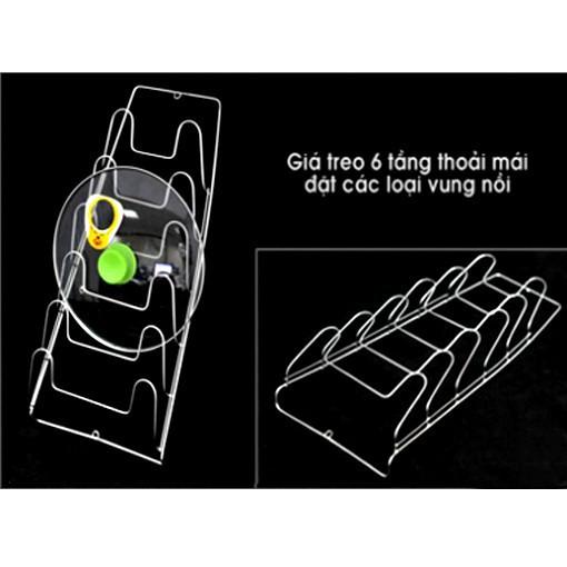 Giá treo vung nồi chất liệu inox 6 tầng tiện lợi