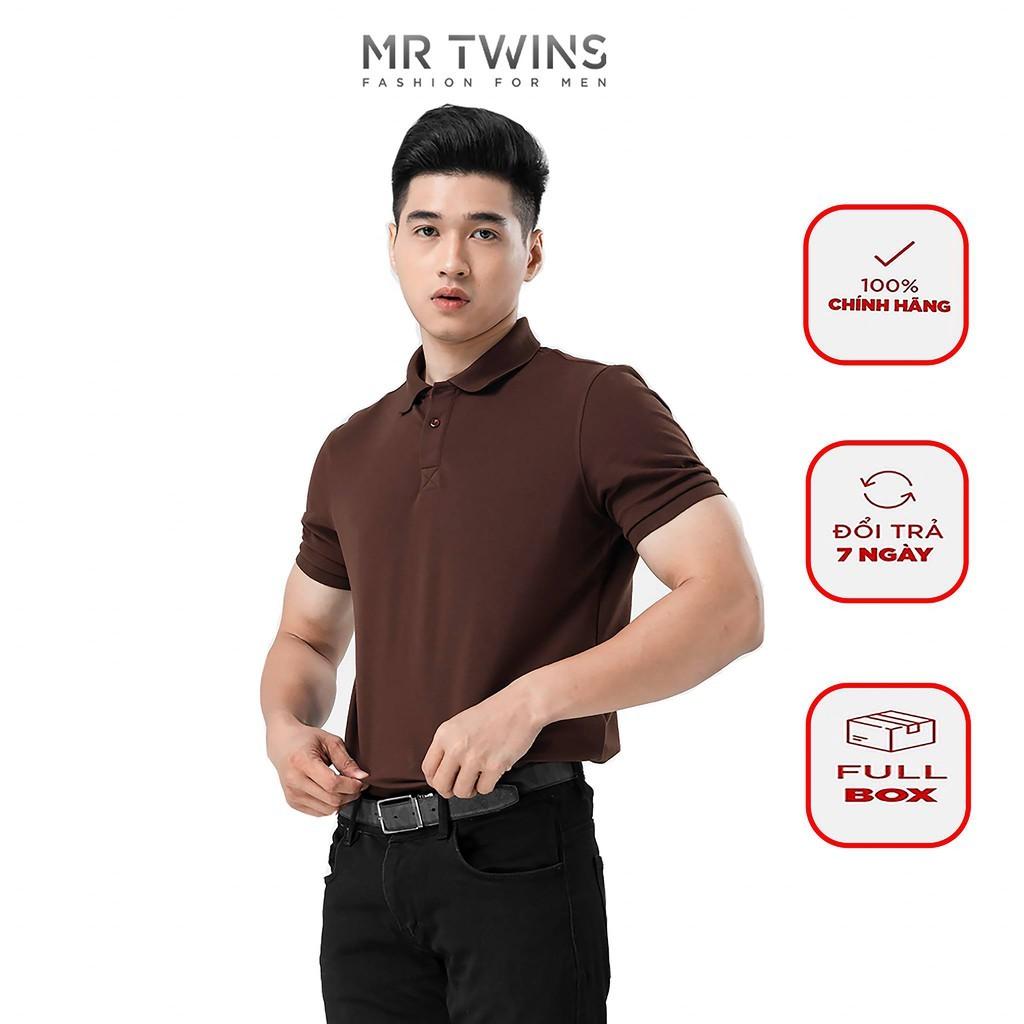 Áo Thun Polo Nam Cổ Bẻ Màu Nâu Vải Cotton Cá Sấu Thương Hiệu MrTwins