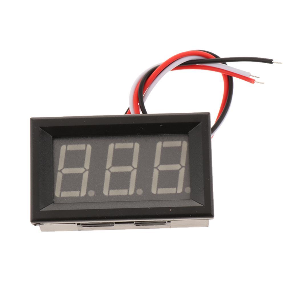 0.56 Inch LED Digital Display Voltmeter, 3 Wire 3-Digit Green LED Panel, DC 0-100V for Car Motor Auto