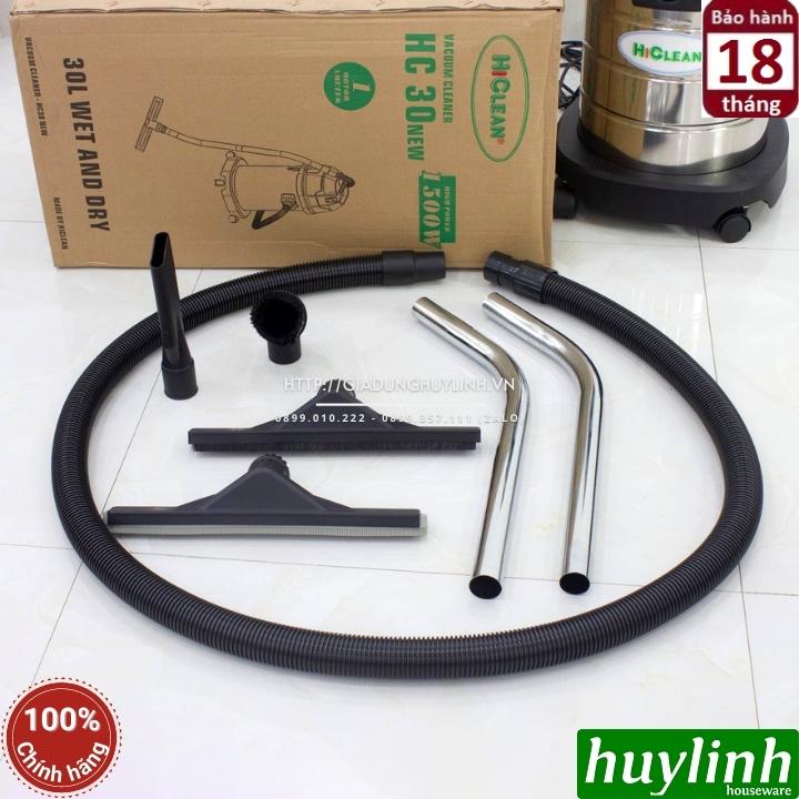 Máy hút bụi công nghiệp HiClean HC30 New - 30 lít - Dung tích 1500W - Hút bụi khô và ướt - Hàng chính hãng