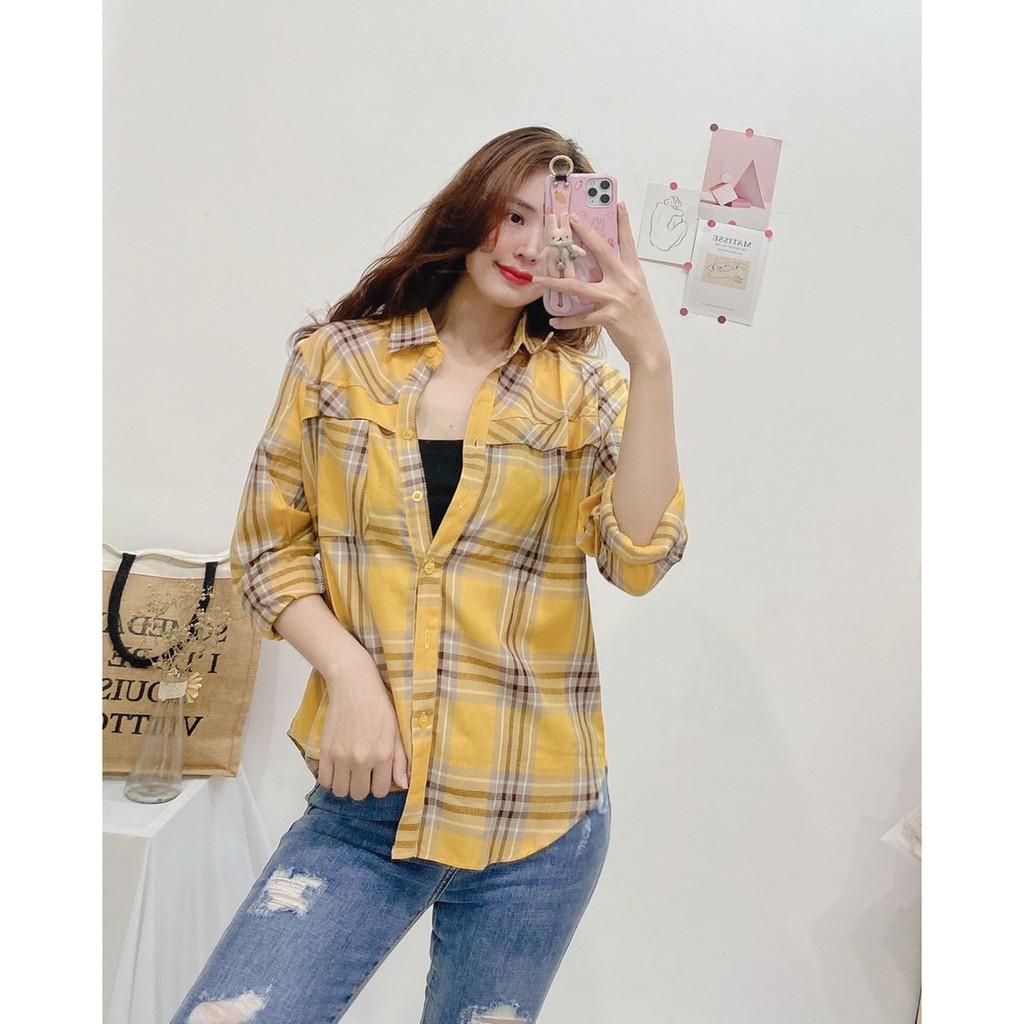 ÁO SƠ MI TAY DÀI CARO SỌC TO-hình thật shop chụp