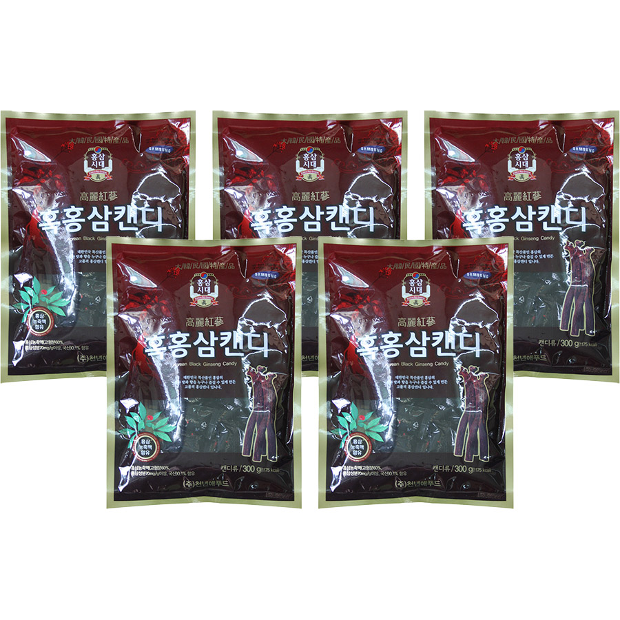 Combo 5 Gói Kẹo Cứng Sâm Đen DWI Korean Black Ginseng Candy (300g/Gói)