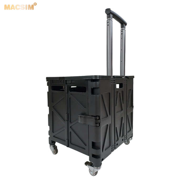 Hộp đựng đồ xếp gọn có bánh, tay kéo tiện ích kích thước 51cm x 55cm x 40cm - nhãn hiệu Macsim