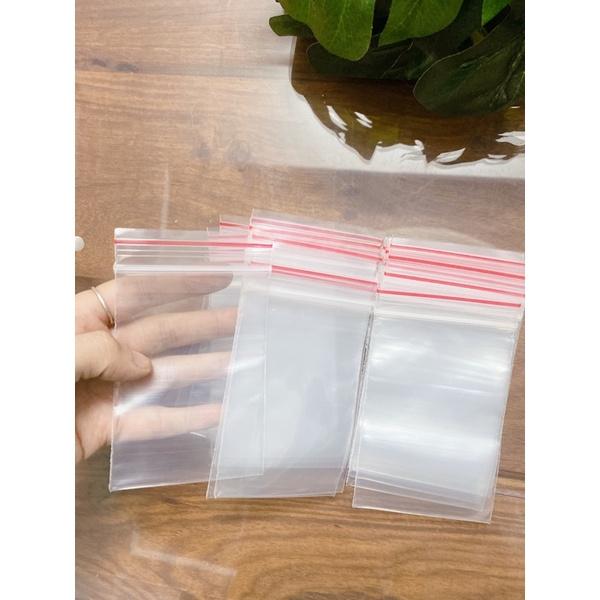 ️100g Túi Zip Trong Chỉ Đỏ To Size 14cm x 9cm